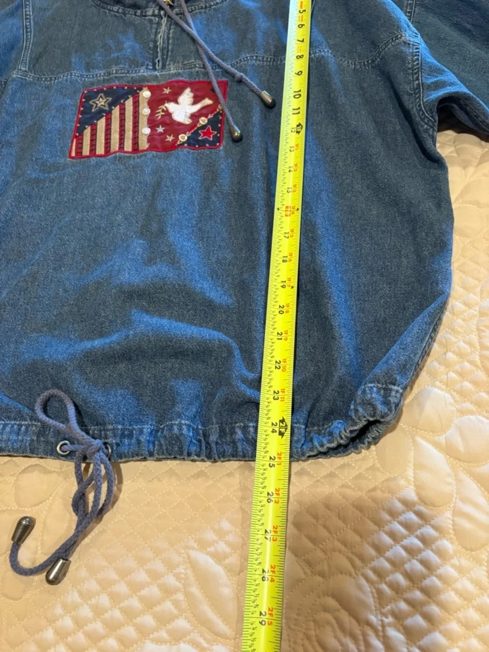 Vintage Christopher & Banks denim quarter-zip pullover jacket patriotic size L